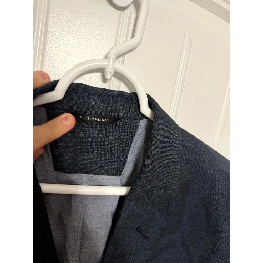 Banana Republic Blazer Mens 42S Navy Blue Linen Cotton Tailored Fit Sport Coat